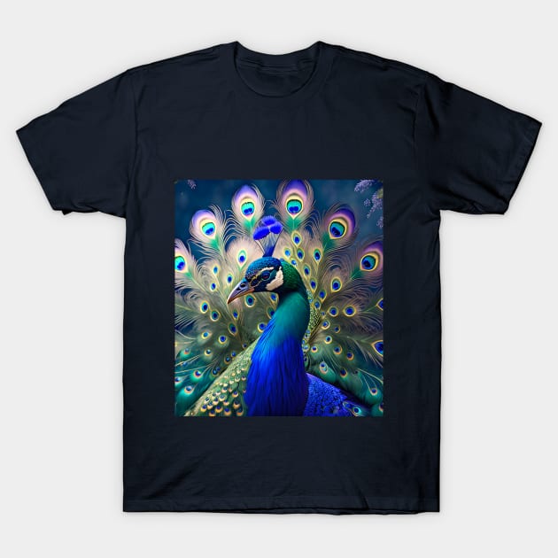 Gorgeous peacock with teal and gold plumage T-Shirt by MarionsArt